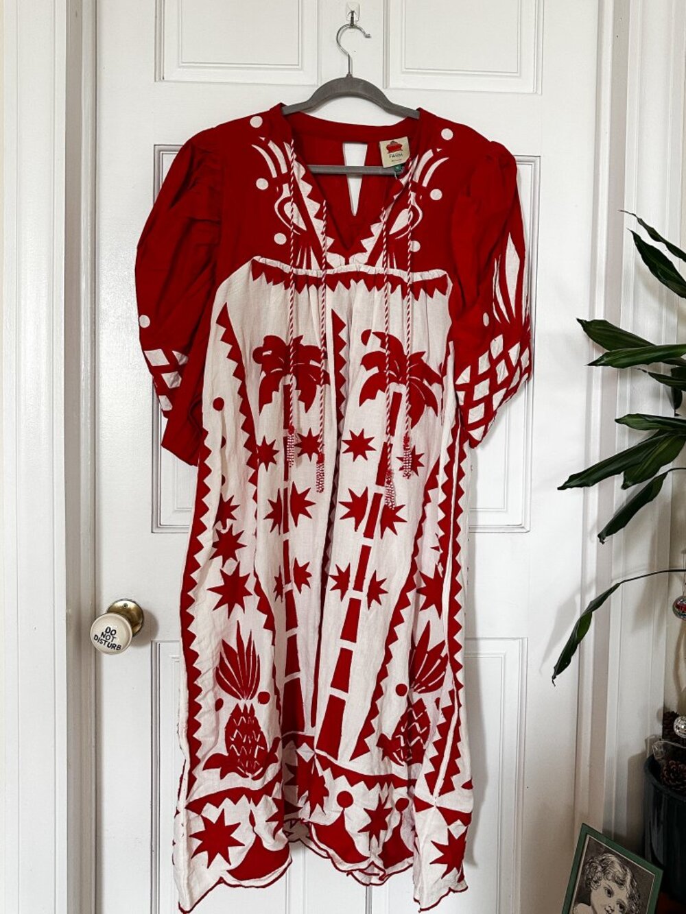 FARM Rio Red Tropical Cutwork Midi Dress NWT XL - Picture 3 of 9